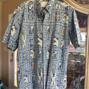 Reyn Spooner Blue and Tan Patterned Shirt